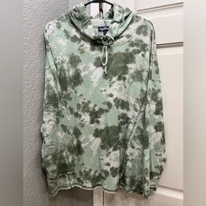 Freshman brand green tie dye effect hoodie tee shirt